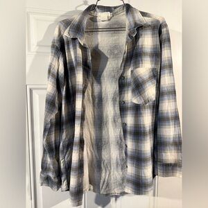 Gray and Blue Plaid Shirt